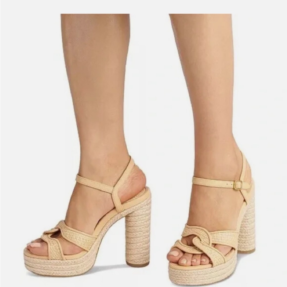 Coach Talina Natural Platform Espadrille Raffia Sandals Shoes Pumps